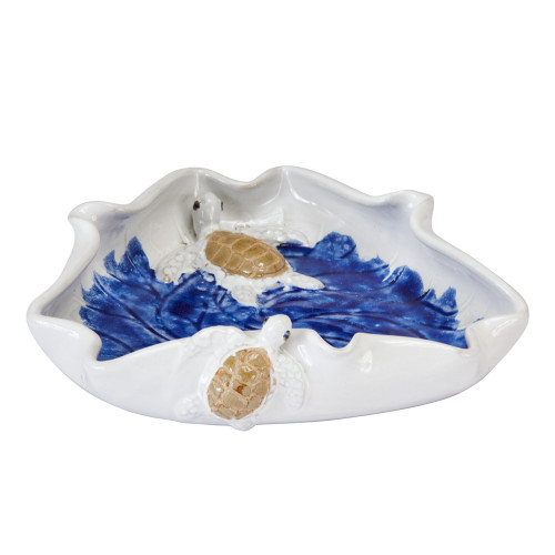 Handmade Ceramic lotus Leaf with sea turtle T104M
