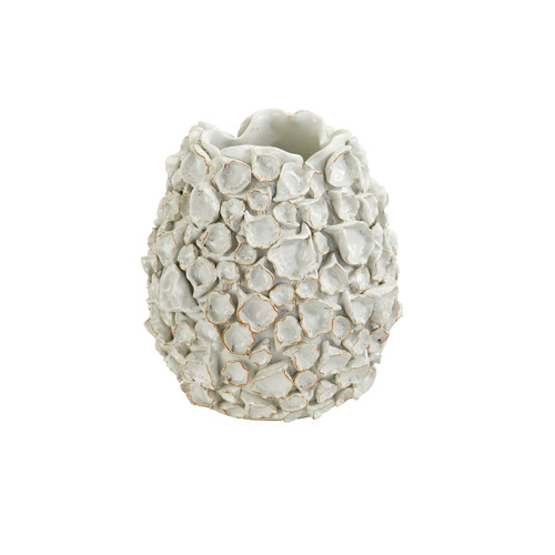 Handmade White Oyster Coral Petal Ceramic Vase V172LW