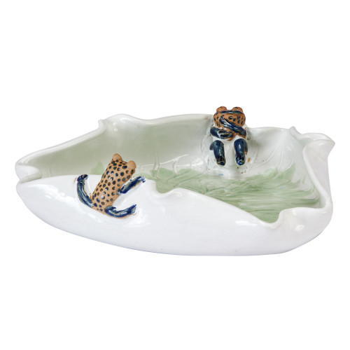 Handmade Ceramic lotus Leaf with frogs T101M