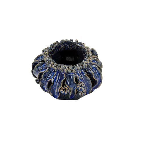 Petite Ocean Coral Ceramic Bowl Planter – Indigo Blue