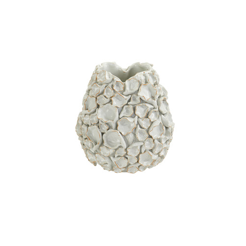 Handmade White Oyster Coral Petal Ceramic Vase V172MW