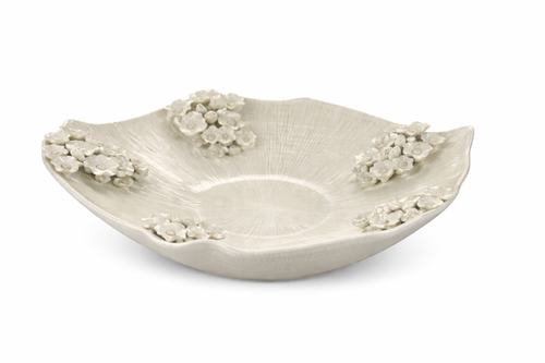 Handmade Thai White Floral Ceramic Bowl