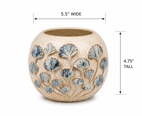 Copy of Handmade Thai Cream & Blue Botanical Ceramic Vase – 5.5"
