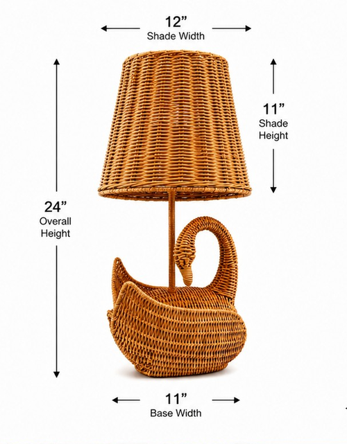 Handwoven Wicker Swan Table Lamp – 24"