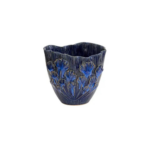 Handmade Thai Ceramic Vase – Ginkgo Leaf  6” W x 7” tall