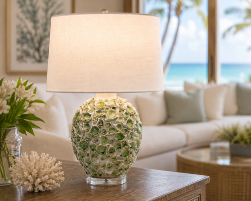 OYSTER CERAMIC LAMP GREEN