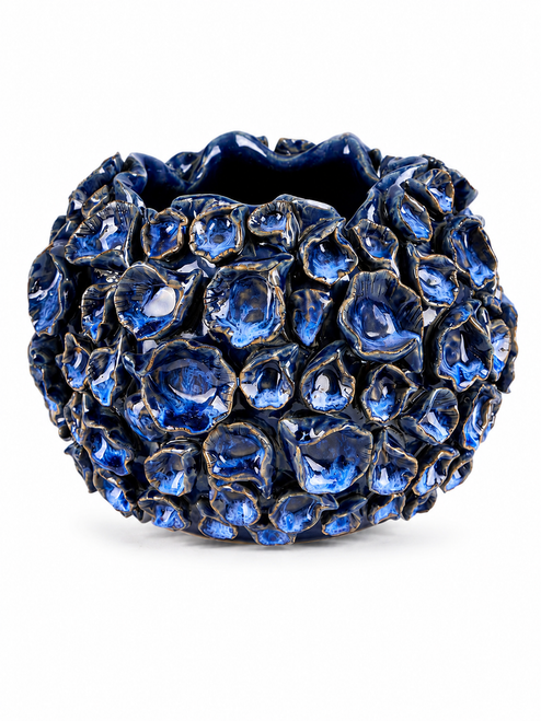 Deep Blue Sea Anemone Ceramic Vase 6"