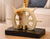 Close-up of the ship wheel base and natural rope detailing on Ship Wheel table lamp L137.