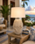 Handmade Thai white sea anemone ceramic table lamp styled in an upscale tropical resort or hotel interior
