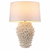 Handmade Thai White Sea Anemone Ceramic Table Lamp with sculpted white ceramic base and neutral shade on white background