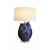 Handmade Thai blue ceramic crab table lamp with sculptural marine base and white cotton shade