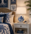 Handmade Thai blue and white ceramic octopus table lamp displayed in a sophisticated blue coastal interior