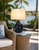 21 inch handmade Thai deep blue ceramic crab table lamp showing product dimensions