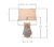 White and gold pineapple ceramic table lamp measurement image showing 21 inch overall height and 14 inch wide shade