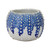 Handmade Thai ocean blue and white sea urchin ceramic vase with glossy glaze and raised sculptural texture