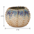Golden cream and ocean blue sea urchin ceramic vase measurement image showing 5 inches wide and 4 inches high