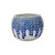 Handmade Thai ocean blue and white sea urchin ceramic vase with raised sculptural texture on a white background