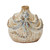Small cream and ocean blue octopus ceramic vase handmade in Thailand with textured ribbed body