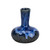 Handmade Thai ocean blue reactive glaze ceramic vase with rounded body and tall neck on a white background