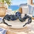 Blue and white octopus ceramic bowl styled on an upscale coastal tabletop
