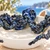 Close-up of sculpted deep blue octopus tentacles on handmade Thai ceramic bowl
