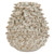 Handmade Thai white coral ceramic vase with sculptural texture and gold edge detailing on white background