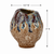 Multi-glazed sand dollar ceramic vase with measurement graphic showing 4.5 inches wide by 5 inches tall