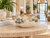 Large Thai ceramic bowl with blue lily flowers styled in a luxury coastal interior