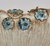 Handmade Thai Oyster White Ceramic Bowl with Blue Lily Flowers