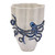 Large handmade blue and white octopus ceramic vase on a white background.