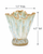 Light aqua blue and white scalloped ceramic vase measuring approximately 5.5 inches wide by 6.5 inches tall