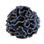 Handmade Thai ocean blue ruffled coral ceramic vase with sculptural texture and golden-brown accents on a white background.