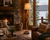 Angled view of Floor Pier Manila rope floor lamp FL132 showing the curved Manila rope stem and handcrafted natural-fiber construction.
