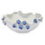 Handmade Thai white and sapphire blue floral ceramic bowl on a white background