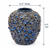 Medium deep blue Bouquet De Fleurs ceramic vase measurement image showing 8.5 inches wide by 9.5 inches tall
