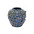 Small deep blue Bouquet De Fleurs ceramic vase on a clean white background showing sculpted floral relief