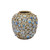 Small moss green ceramic floral vase on a clean white background showing sculpted floral relief