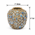 Small moss green ceramic floral vase measurement image showing 7 inches wide by 8 inches tall