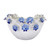 Small handmade Thai white ceramic bowl with blue lily flowers and textured scalloped rim
