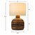 Brown handwoven abaca rope table lamp L150B shown with 21.5-inch overall height, 10.5-inch base width and 14-inch shade width.