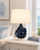 Handmade Thai Deep Blue Ceramic Crab Table Lamp – 21"