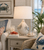 Handmade Thai Cream & Indigo Blue Ceramic Sea Crab Table Lamp – 21"