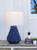 Handmade Thai Blue Anemone Ceramic Table Lamp – 23"