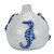 Small Handmade Thai White & Royal Blue Seahorse Ceramic Vase – 4" Tall