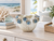 Small Handmade Thai Oyster White Ceramic Bowl with Blue Lily Flowers