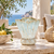 Two Tone Multi Glazed Scalloped Ceramic Vase – Light Aqua Blue & White