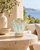 Two-Tone Multi-Glazed Scalloped Ceramic Vase – Light Aqua Blue & White