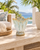 Two-Tone Multi-Glazed Scalloped Ceramic Vase – Light Aqua Blue & White