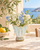 Two-Tone Multi-Glazed Scalloped Ceramic Vase – Light Aqua Blue & White