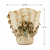 Medium cream floral ceramic vase measurement image showing approximately 7.5 inches wide and 8 inches tall.